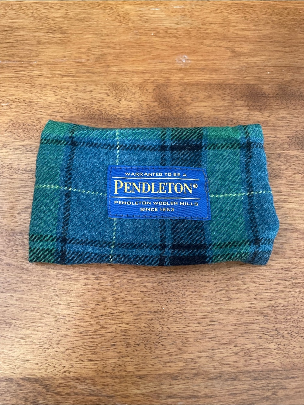 Pendleton Blue and Green Plaid Wool personal tissue pack holder